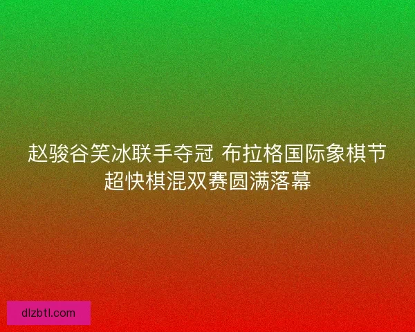 赵骏谷笑冰联手夺冠 布拉格国际象棋节超快棋混双赛圆满落幕