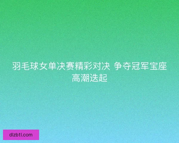 羽毛球女单决赛精彩对决 争夺冠军宝座高潮迭起