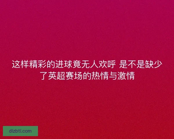 这样精彩的进球竟无人欢呼 是不是缺少了英超赛场的热情与激情